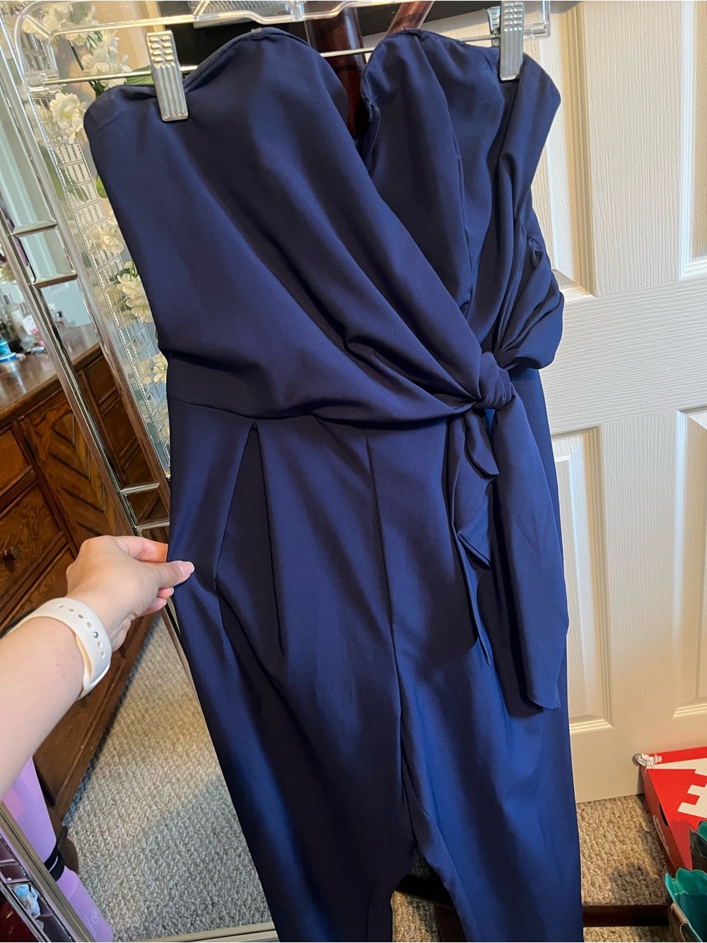 Strapless Navy Blue Jumpsuit - Sweetheart Neckline